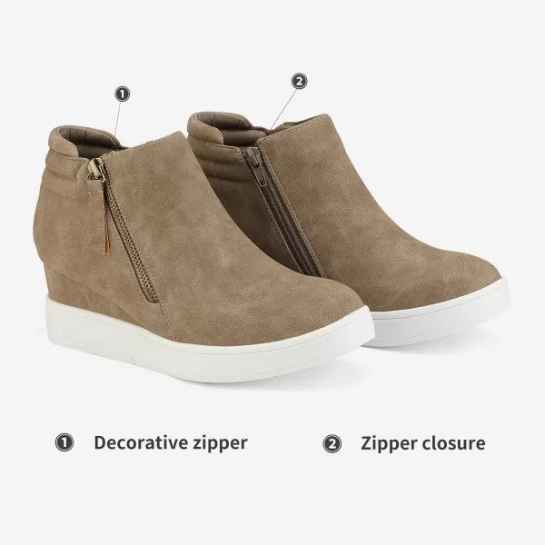 imageDREAM PAIRS Womens Platform Wedge Sneakers Ankle BootiesTaupe2
