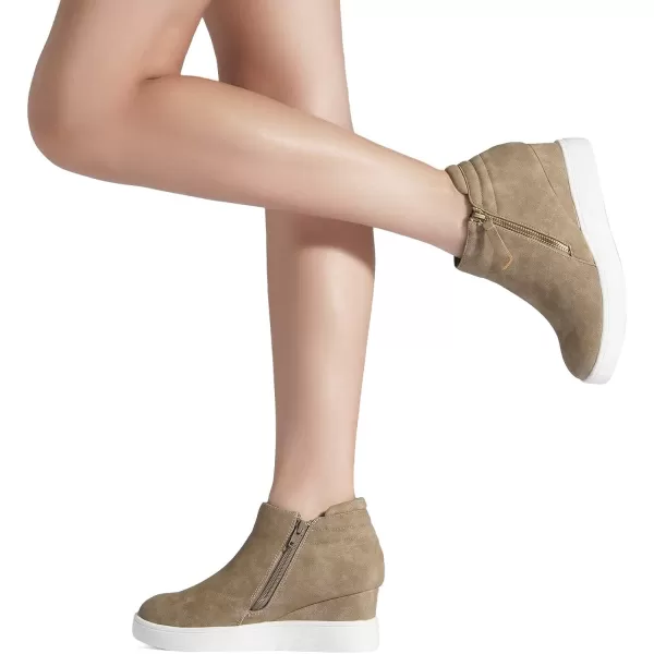 imageDREAM PAIRS Womens Platform Wedge Sneakers Ankle BootiesTaupe2