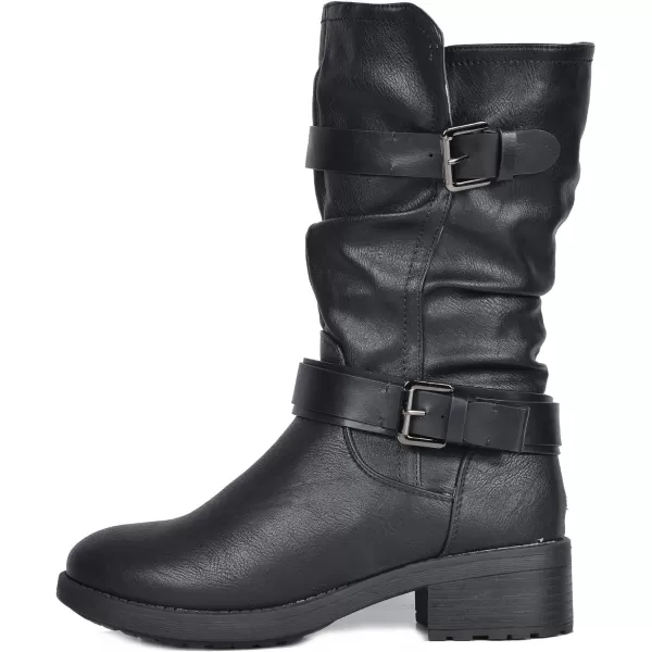 imageDREAM PAIRS Womens Pocono Faux Fur Mid Calf Riding Winter BootsBlack