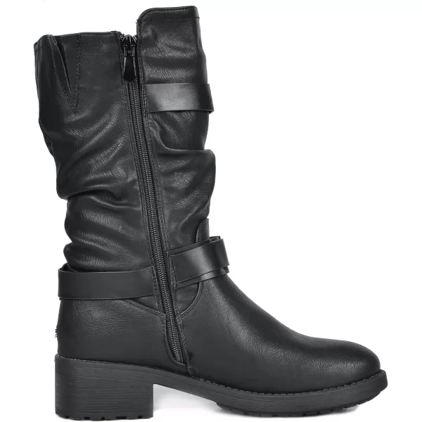 imageDREAM PAIRS Womens Pocono Faux Fur Mid Calf Riding Winter BootsBlack