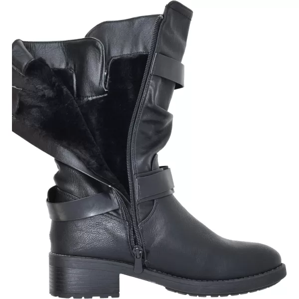imageDREAM PAIRS Womens Pocono Faux Fur Mid Calf Riding Winter BootsBlack