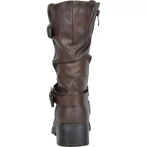 imageDREAM PAIRS Womens Pocono Faux Fur Mid Calf Riding Winter BootsBrown