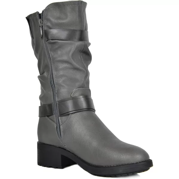 imageDREAM PAIRS Womens Pocono Faux Fur Mid Calf Riding Winter BootsGrey
