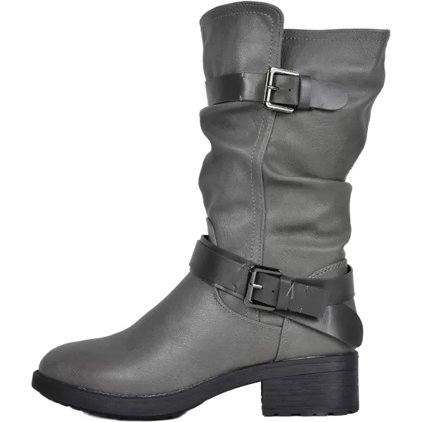 imageDREAM PAIRS Womens Pocono Faux Fur Mid Calf Riding Winter BootsGrey