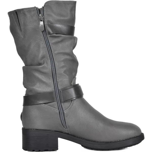 imageDREAM PAIRS Womens Pocono Faux Fur Mid Calf Riding Winter BootsGrey