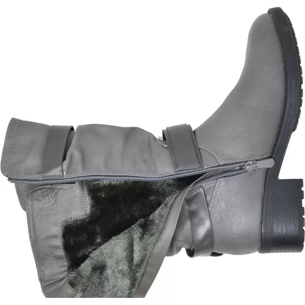 imageDREAM PAIRS Womens Pocono Faux Fur Mid Calf Riding Winter BootsGrey
