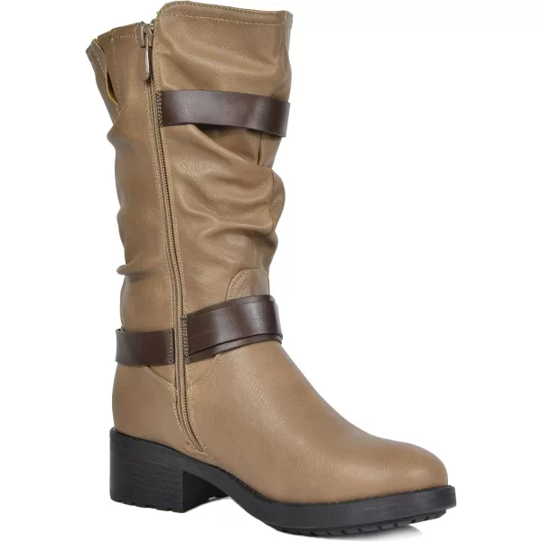 imageDREAM PAIRS Womens Pocono Faux Fur Mid Calf Riding Winter BootsKhaki