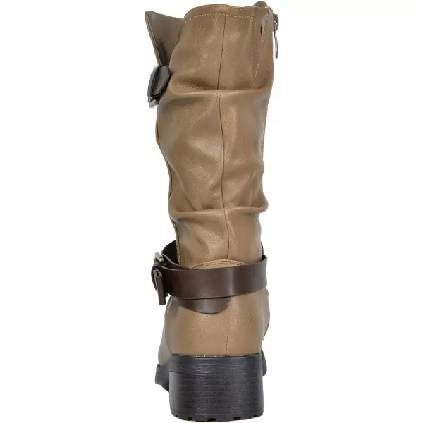 imageDREAM PAIRS Womens Pocono Faux Fur Mid Calf Riding Winter BootsKhaki