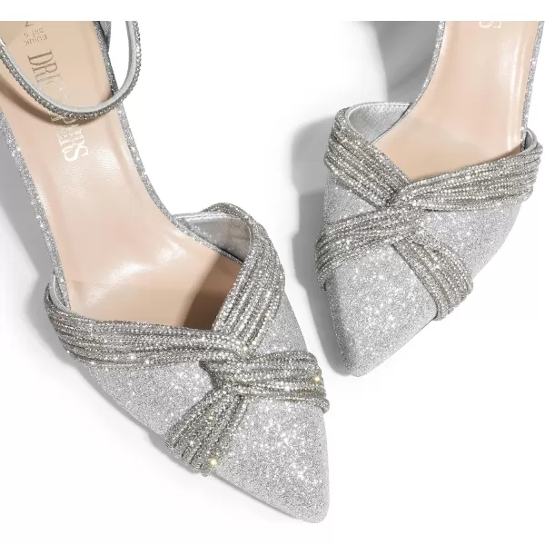 imageDREAM PAIRS Womens Pointed Close Toe High Heels Sexy Sparkly Rhinestone Stiletto Pumps Wedding Bridal Party Dress ShoesSilverglitter