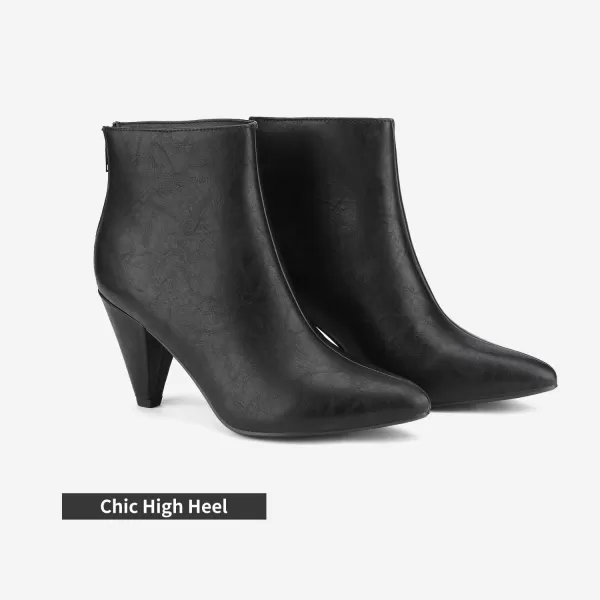 imageDREAM PAIRS Womens Pointed Toe High Heel Ankle BootiesKalila BlackPu