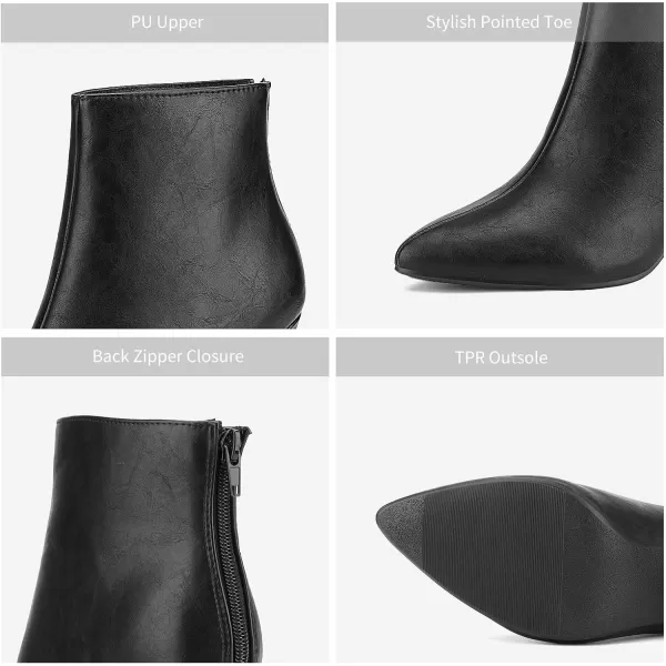 imageDREAM PAIRS Womens Pointed Toe High Heel Ankle BootiesKalila BlackPu