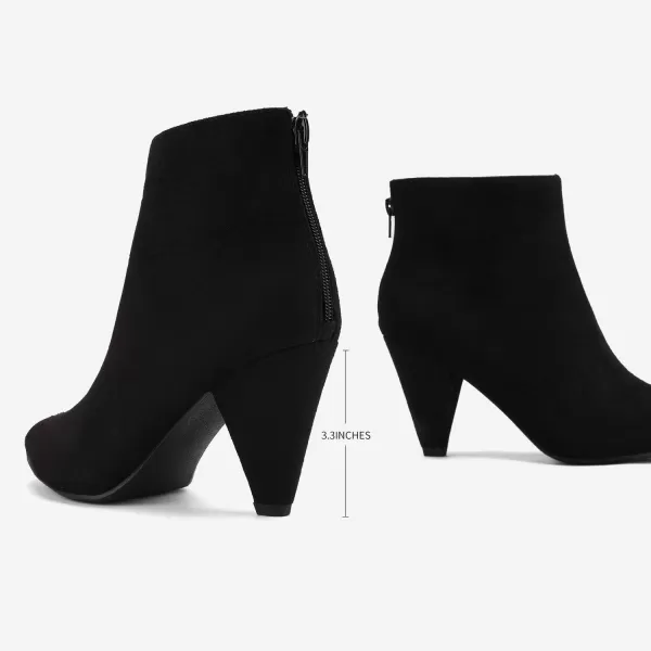 imageDREAM PAIRS Womens Pointed Toe High Heel Ankle BootiesKalila BlackSuede