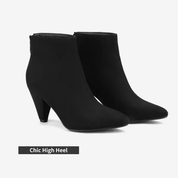 imageDREAM PAIRS Womens Pointed Toe High Heel Ankle BootiesKalila BlackSuede