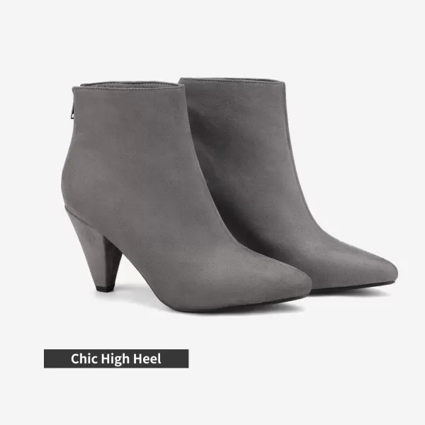 imageDREAM PAIRS Womens Pointed Toe High Heel Ankle BootiesKalila LightGreySuede