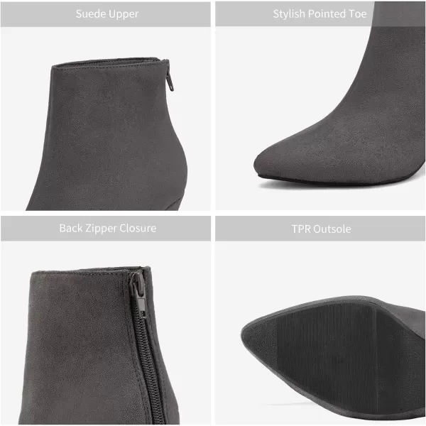 imageDREAM PAIRS Womens Pointed Toe High Heel Ankle BootiesKalila LightGreySuede