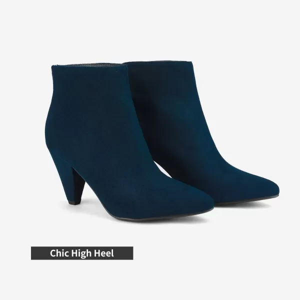 imageDREAM PAIRS Womens Pointed Toe High Heel Ankle BootiesKalila NavySuede