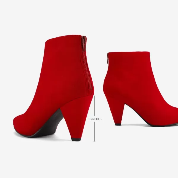 imageDREAM PAIRS Womens Pointed Toe High Heel Ankle BootiesKalila RedSuede