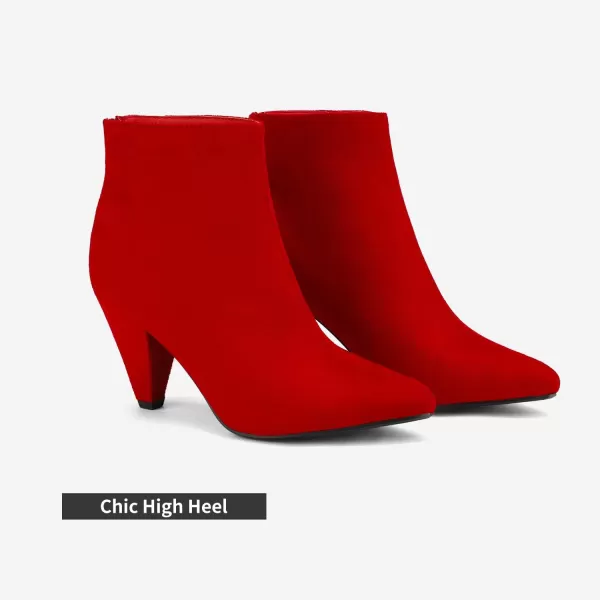 imageDREAM PAIRS Womens Pointed Toe High Heel Ankle BootiesKalila RedSuede