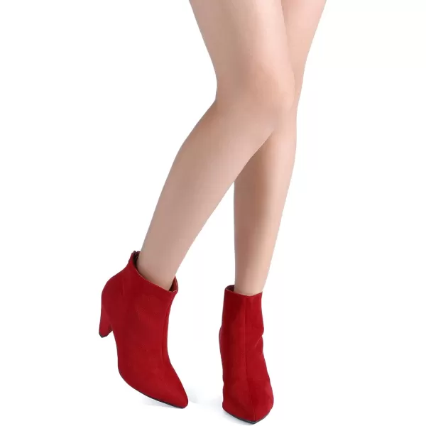 imageDREAM PAIRS Womens Pointed Toe High Heel Ankle BootiesKalila RedSuede