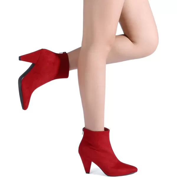 imageDREAM PAIRS Womens Pointed Toe High Heel Ankle BootiesKalila RedSuede