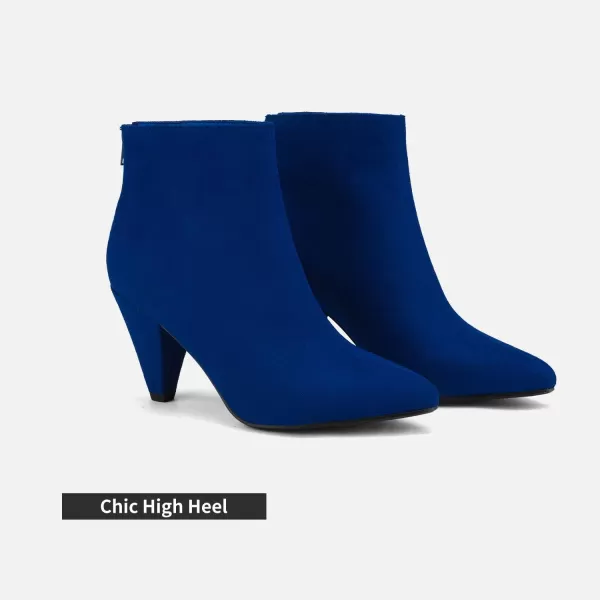imageDREAM PAIRS Womens Pointed Toe High Heel Ankle BootiesKalila RoyalBlueSuede