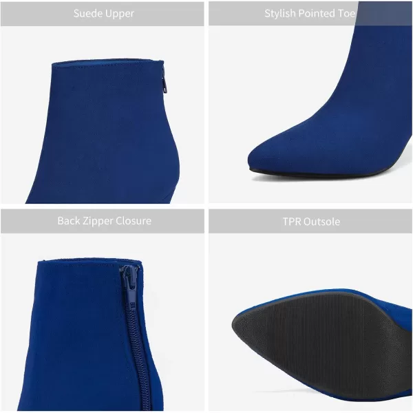 imageDREAM PAIRS Womens Pointed Toe High Heel Ankle BootiesKalila RoyalBlueSuede