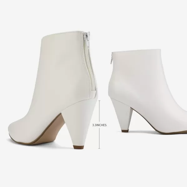 imageDREAM PAIRS Womens Pointed Toe High Heel Ankle BootiesKalila WhitePu