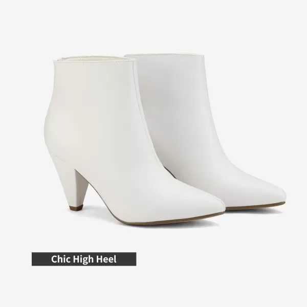 imageDREAM PAIRS Womens Pointed Toe High Heel Ankle BootiesKalila WhitePu