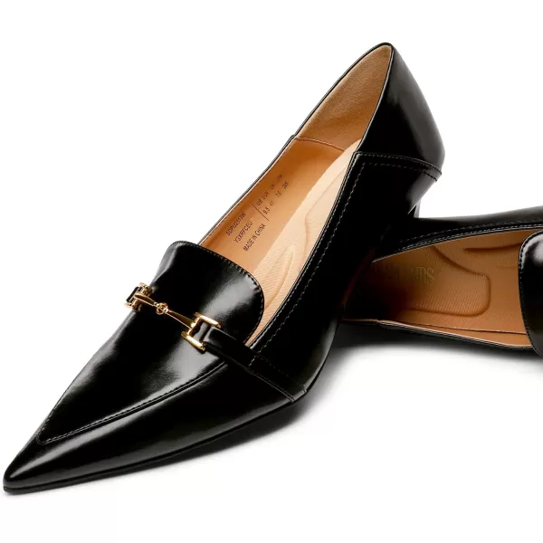 imageDREAM PAIRS Womens Pointed Toe Low Kitten Heels Loafers Pump Comfort Dress Work Wedding Shoes for WomenBlackpu