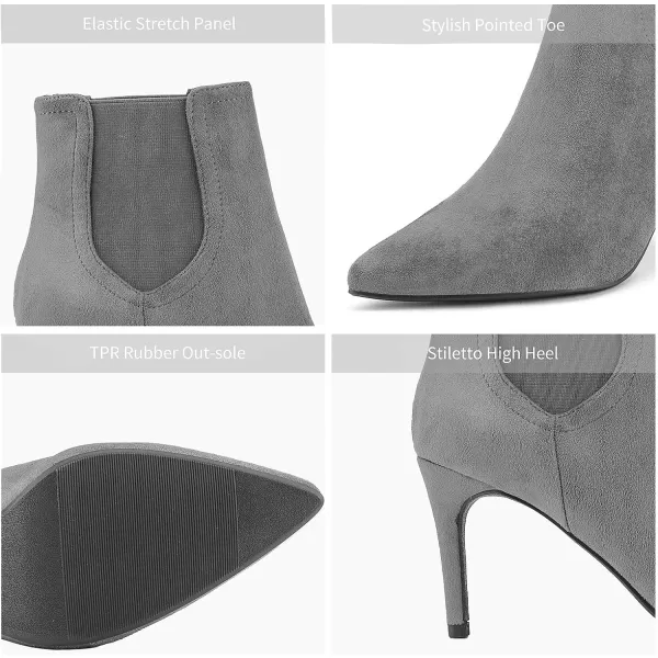imageDREAM PAIRS Womens Pointed Toe Stiletto High Heel Ankle BootiesKizzy1 LightGreySuede