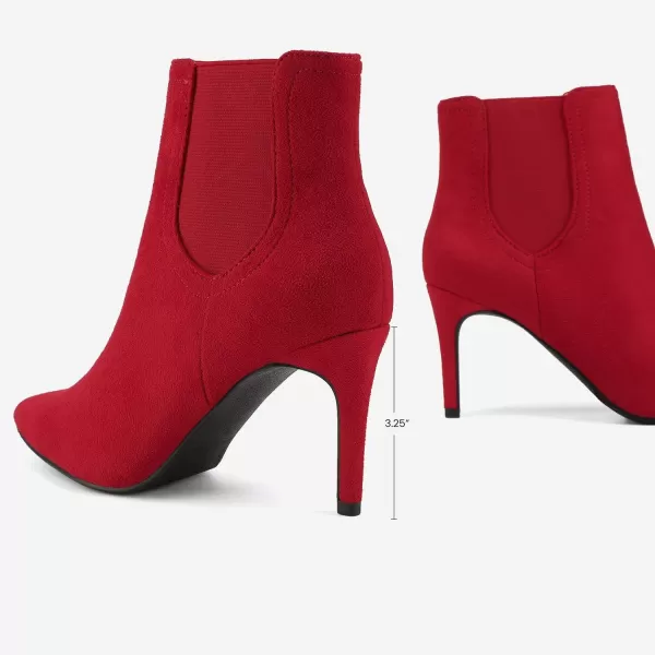 imageDREAM PAIRS Womens Pointed Toe Stiletto High Heel Ankle BootiesKizzy1 RedSuede