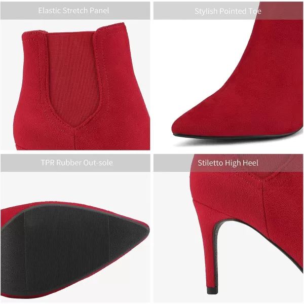 imageDREAM PAIRS Womens Pointed Toe Stiletto High Heel Ankle BootiesKizzy1 RedSuede
