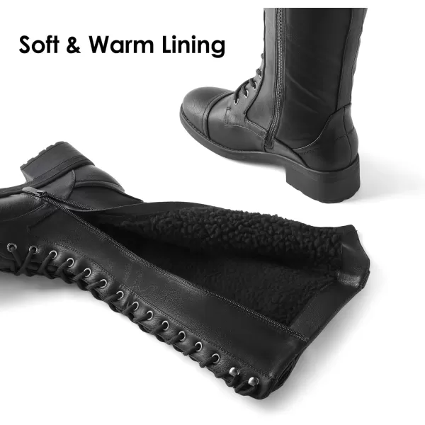 imageDREAM PAIRS Womens Pu Knee High Riding Combat BootsGeorgiablack