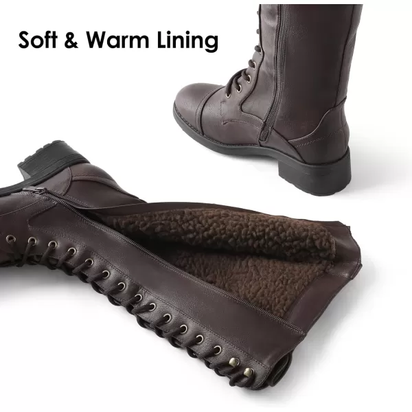 imageDREAM PAIRS Womens Pu Knee High Riding Combat BootsGeorgiabrown