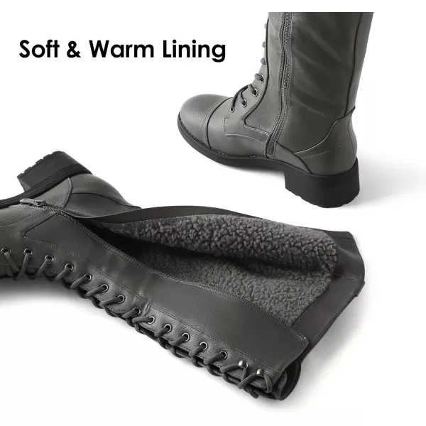 imageDREAM PAIRS Womens Pu Knee High Riding Combat BootsGeorgiagrey