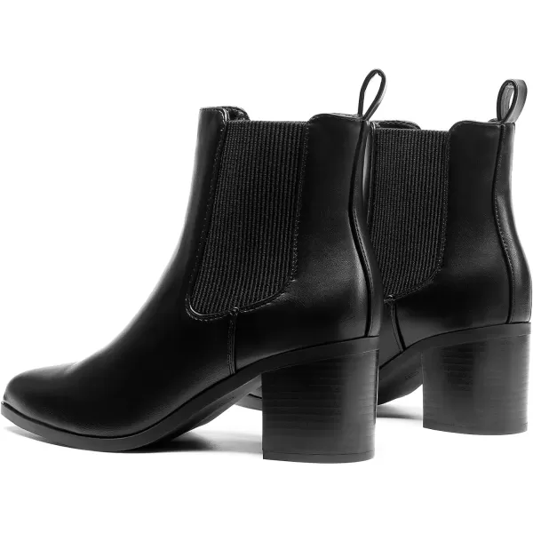 imageDREAM PAIRS Womens Retro Elastic Chelsea Ankle Boots Fashion Low Chunky Block Heel Pointed Toe Fall Heeled Booties ShoesBlackpu