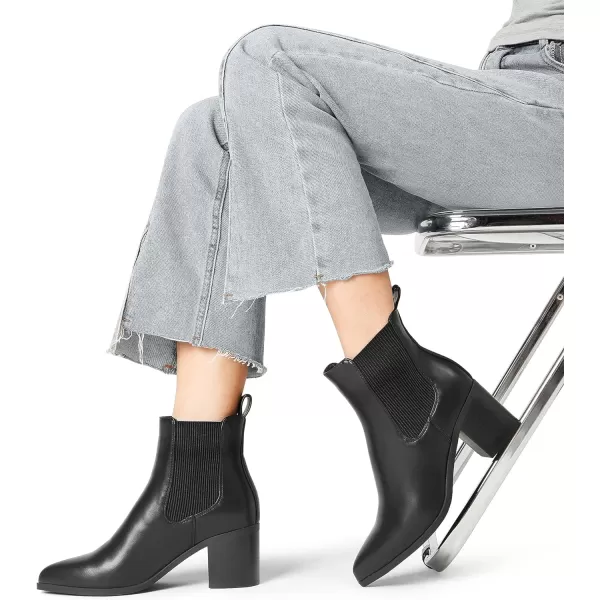 imageDREAM PAIRS Womens Retro Elastic Chelsea Ankle Boots Fashion Low Chunky Block Heel Pointed Toe Fall Heeled Booties ShoesBlackpu
