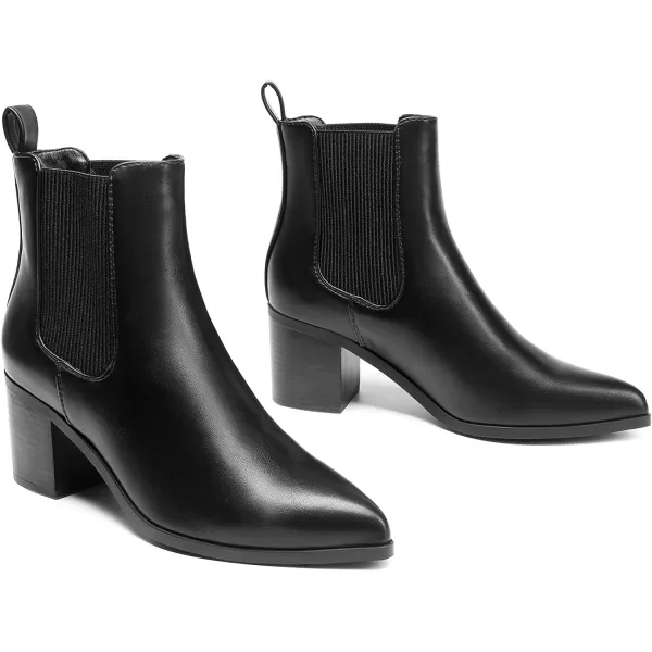 imageDREAM PAIRS Womens Retro Elastic Chelsea Ankle Boots Fashion Low Chunky Block Heel Pointed Toe Fall Heeled Booties ShoesBlackpu
