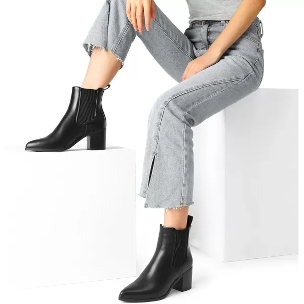 imageDREAM PAIRS Womens Retro Elastic Chelsea Ankle Boots Fashion Low Chunky Block Heel Pointed Toe Fall Heeled Booties ShoesBlackpu