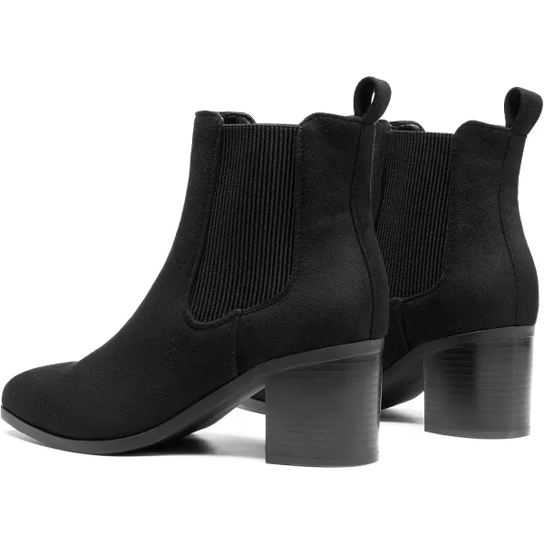 imageDREAM PAIRS Womens Retro Elastic Chelsea Ankle Boots Fashion Low Chunky Block Heel Pointed Toe Fall Heeled Booties ShoesBlacksuede