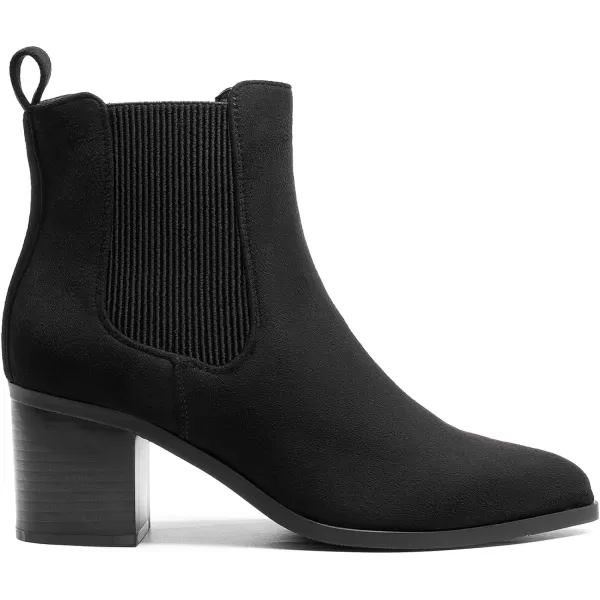imageDREAM PAIRS Womens Retro Elastic Chelsea Ankle Boots Fashion Low Chunky Block Heel Pointed Toe Fall Heeled Booties ShoesBlacksuede