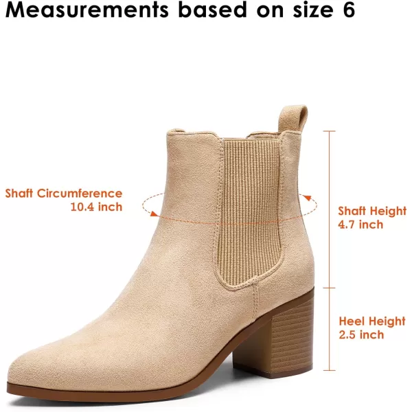 imageDREAM PAIRS Womens Retro Elastic Chelsea Ankle Boots Fashion Low Chunky Block Heel Pointed Toe Fall Heeled Booties ShoesNudesuede