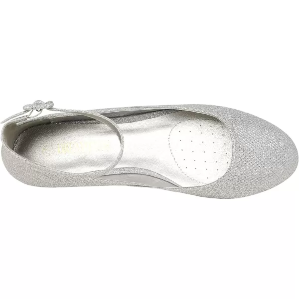 imageDREAM PAIRS Womens Revona Low Wedge Ankle Strap Flats ShoesSilver Glitter