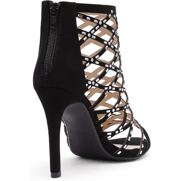 imageDREAM PAIRS Womens Rhinestone Ankle Strap Open Toe Stiletto Heel Sandals Cutout Dress Pump ShoesBlack
