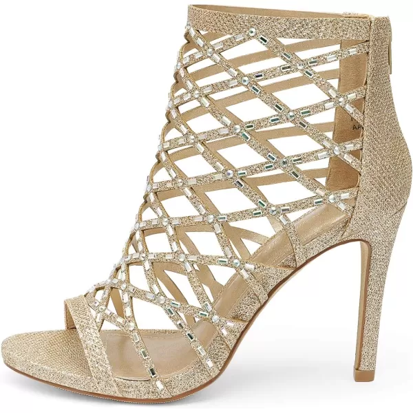 imageDREAM PAIRS Womens Rhinestone Ankle Strap Open Toe Stiletto Heel Sandals Cutout Dress Pump ShoesGold