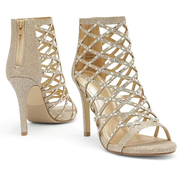 imageDREAM PAIRS Womens Rhinestone Ankle Strap Open Toe Stiletto Heel Sandals Cutout Dress Pump ShoesGold
