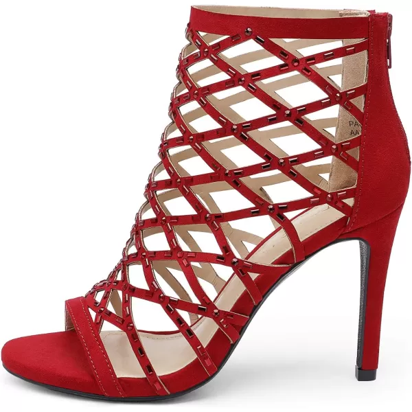 imageDREAM PAIRS Womens Rhinestone Ankle Strap Open Toe Stiletto Heel Sandals Cutout Dress Pump ShoesRed