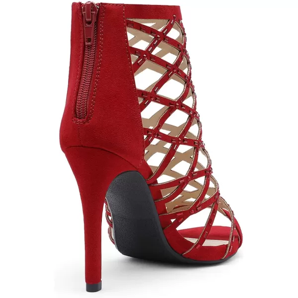 imageDREAM PAIRS Womens Rhinestone Ankle Strap Open Toe Stiletto Heel Sandals Cutout Dress Pump ShoesRed
