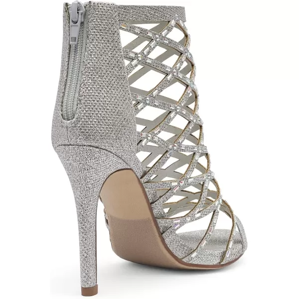 imageDREAM PAIRS Womens Rhinestone Ankle Strap Open Toe Stiletto Heel Sandals Cutout Dress Pump ShoesSilver