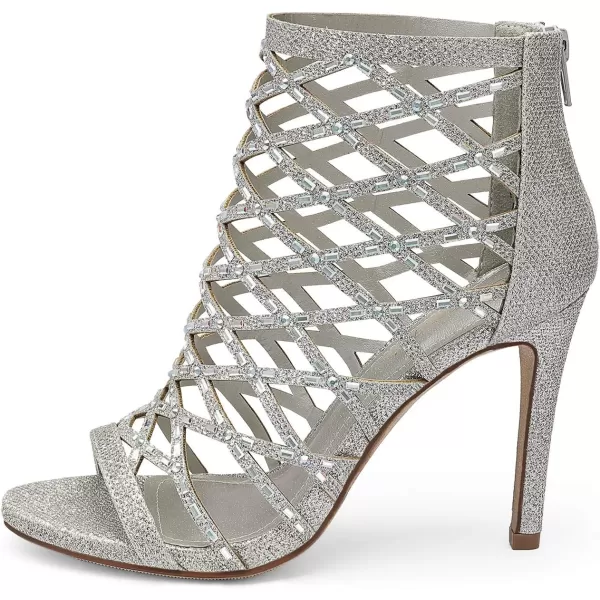 imageDREAM PAIRS Womens Rhinestone Ankle Strap Open Toe Stiletto Heel Sandals Cutout Dress Pump ShoesSilver